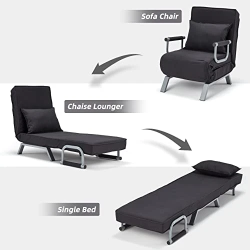 Haddockway Single Person Sofa Bed Sleeper Chair Convertible Chaise Lounge Couch,Folding Sofa Arm Chair With Pillow&5 Position Adjustable Backrest,Upholstered Lazy Bed Leisure Recliner For Home Office 4 Haddockway Single Person Sofa Bed Sleeper Chair Convertible Chaise Lounge Couch,Folding Sofa Arm Chair With Pillow&5 Position Adjustable Backrest,Upholstered Lazy Bed Leisure Recliner For Home Office - Image 4