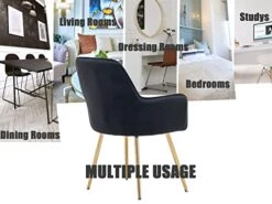 Altrobene Velvet Accent Chair, Home Office Desk Chair, Living Room Bedroom Arm Chair, Modern Dinging Chair, Girls Vanity Chair, Golden Finished, Black -Safavieh Furnitue Shop 41waJrLiqmL