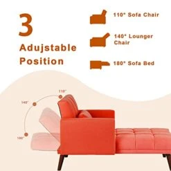 Lamerge Sleeper Sofa Chair Bed, 3-in-1 Convertible Chair Bed With Pillow,Adjustable Backrest Chaise Lounge Sleeper Couch Bed,Velvet Sofa Bed Reclining Chair For Apartment,Solid Wood Legs,Red -Safavieh Furnitue Shop 41wjo3Bv0uL