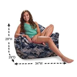 Posh Creations Structured Comfy Bean Bag Chair For Gaming, Reading And Watching TV, Malibu Lounge, Nylon - Camo Digital -Safavieh Furnitue Shop 41wtDeQJujL