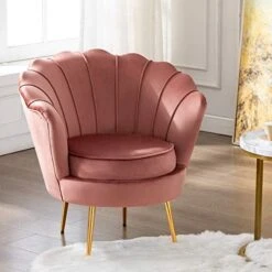 DAGONHIL Pink Velvet Accent Chair For Living Room, Lounge Chair For Bedroom With Gold Metal Legs, Vanity Chair For Makeup Room, Dusty Pink 10 DAGONHIL Pink Velvet Accent Chair For Living Room, Lounge Chair For Bedroom With Gold Metal Legs, Vanity Chair For Makeup Room, Dusty Pink -Safavieh Furnitue Shop 41x7O10A LL. AC