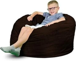 ULTIMATE SACK 3000 (3 Ft.) Bean Bag Chair: Giant Foam-Filled Furniture - Machine Washable Covers, Durable Inner Liner, 100% Virgin Foam. Comfy Bean Bag Chair. (Electric Blue, Suede) -Safavieh Furnitue Shop 41xbD73H fL. AC