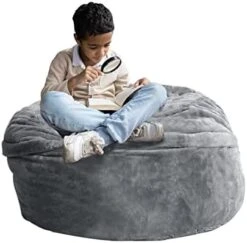 HWIVGKU Bean Bag Chairs, Giant Bean Bag Chair For Adults, 4ftbean Bag CoverComfyBean Bag Bed (No Filler, Cover Only) Fluffy Lazy Sofa (White), 4ft(120 * 65cm) -Safavieh Furnitue Shop 41xkJCO7PRL. AC