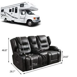 SAMERY Electric Power Recline Chair Loveseat RV Sofa With Console + Single Massage Recliner Chairs, Double Recliner 2-Seater RV Couch Home Theater Seating With USB Charging/Lighting/Cup Holders -Safavieh Furnitue Shop 41xmgSygCJL