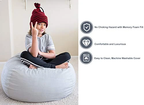Pillowtex Quality Kids Memory Foam Bean Bag Chair - 3ft Bags With Removable Washable Cover 2 Pillowtex Quality Kids Memory Foam Bean Bag Chair - 3ft Bags With Removable Washable Cover - Image 2