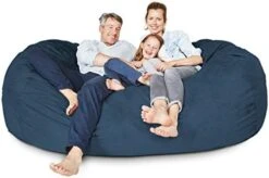 Lumaland Luxurious Giant 7ft Bean Bag Chair With Microsuede Cover - Ultra Soft, Foam Filling, Washable Jumbo Bean Bag Sofa For Kids, Teenagers, Adults - Sack Chair For Dorm, Family Room - Dark Grey -Safavieh Furnitue Shop 41xnmPDI7mL. AC