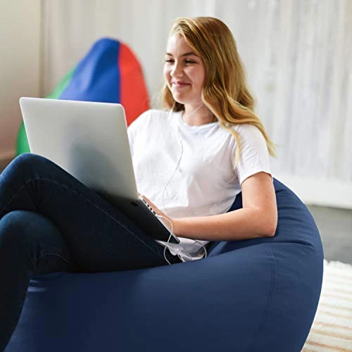 Factory Direct Partners 10478-NV SoftScape Classic 35" Junior Bean Bag Chair, Furniture For Kids, Libraries Or Home - Navy 2 Factory Direct Partners 10478-NV SoftScape Classic 35" Junior Bean Bag Chair, Furniture For Kids, Libraries Or Home - Navy - Image 2