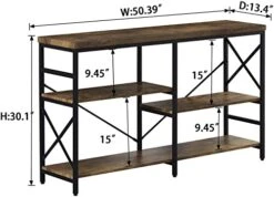 OIAHOMY Industrial Sofa Table,Console Table,3-Tier Industrial Rustic Hallway/Entryway Table,Easy Assembly,for Entryway, Living Room (Rustic Brown) 11 OIAHOMY Industrial Sofa Table,Console Table,3-Tier Industrial Rustic Hallway/Entryway Table,Easy Assembly,for Entryway, Living Room (Rustic Brown) -Safavieh Furnitue Shop 41y3IdIVp4L
