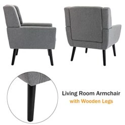 Dolonm Midcentury Modern Accent Chair With Arms, Upholstered Fabric Reading Side Chair Tufted Back Decorative Wingback Chair For Living Room Bedroom (Light Grey) 18 Dolonm Midcentury Modern Accent Chair With Arms, Upholstered Fabric Reading Side Chair Tufted Back Decorative Wingback Chair For Living Room Bedroom (Light Grey) -Safavieh Furnitue Shop 41yBJHLAK3L