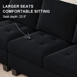 Belffin Velvet U Shaped Sectional Sofa Couch With Storage Ottoman Convertibel Sectional Sofa With Reversible Chaises Black -Safavieh Furnitue Shop 41yEwc0rqTL