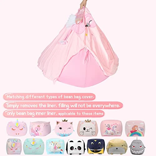 Inner Liner For Stuffed Animal Storage Cover, Bean Bag Replacement Cover For Beanbag Chair Easy Cleaning (No Beans) Large Size/Pink 3 Inner Liner For Stuffed Animal Storage Cover, Bean Bag Replacement Cover For Beanbag Chair Easy Cleaning (No Beans) Large Size/Pink - Image 3