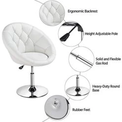 Yaheetech Round Tufted Back Chair Living Room Chair Contemporary Height Adjustable Vanity Chair 360° Swivel Accent Chair Modern Look, White -Safavieh Furnitue Shop 41yaKuRNVrL