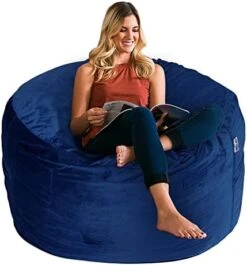 HABUTWAY Bean Bag Chair: Giant 4' Memory Foam Furniture Bean Bag Chairs For Adults With Microfiber Cover - 4Ft, Grey -Safavieh Furnitue Shop 41yd1BkGMlL. AC