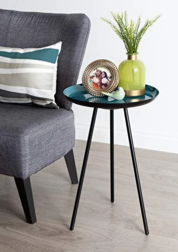 Kate And Laurel Laranya Modern Side Table, 15" X 15" X 22.5", Teal And Black, Chic Minimalist End Table 2 Kate And Laurel Laranya Modern Side Table, 15" X 15" X 22.5", Teal And Black, Chic Minimalist End Table - Image 2