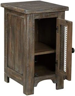 Signature Design By Ashley Wystfield Farmhouse Chair Side End Table With Cabinet Door For Storage, White & Brown With Distressed Finish -Safavieh Furnitue Shop 41ytWG2dz8L. AC