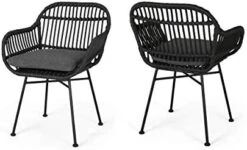 Christopher Knight Home Rodney Indoor Woven Faux Rattan Chairs With Cushions (Set Of 2), Light Brown And Beige Finish -Safavieh Furnitue Shop 41z1wGdXdL. AC