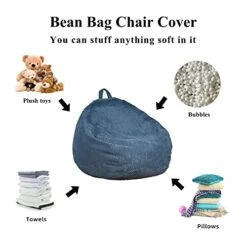 Bean Bag Chairs Cover (No Filler),Bean Bag Cover,Stuffed Animal Storage Bean Bag,Bean Bag For Kids,Adults,Teens,36 X 45 In Blue Bean Bag -Safavieh Furnitue Shop 41z9bWZuROL