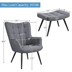 Topeakmart Accent Chair With Ottoman Set Upholstered Living Room Chair Fabric Arm Chair With Foot Rest Sofa Chair And Ottoman Set For Living Room Bedroom Office Grey -Safavieh Furnitue Shop 41zIScEQilL