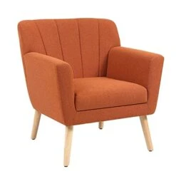 MELLCOM Mid Century Modern Accent Chair, Comfy Linen Fabric Club Chair With Solid Wood Legs Tufted Back, Upholstered Armchair Chairs For Living Room, Reading Room, Bedroom, Orange/Blue 15 MELLCOM Mid Century Modern Accent Chair, Comfy Linen Fabric Club Chair With Solid Wood Legs Tufted Back, Upholstered Armchair Chairs For Living Room, Reading Room, Bedroom, Orange/Blue -Safavieh Furnitue Shop 41zK1yIFtoL
