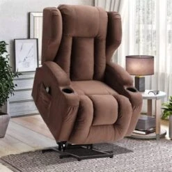 OBBOLLY Power Lift Recliner Chair For Elderly, Massage Chair Recliner With Heat, Linen Fabric Lazy Sofa Chairs With Cup Holders, USB, Side Pockets For Living Room -Safavieh Furnitue Shop 51 981q55IL. AC