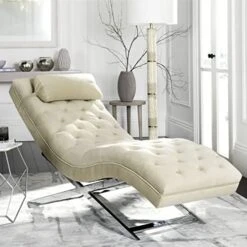 Safavieh Home Collection Monroe Grey Velvet And Chrome Chaise With Headrest Pillow -Safavieh Furnitue Shop 51 mRKzoRFL. AC