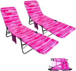 FLIP Face Down Tanning Chaise Lounge Chair - Face & Arm Holes - 2 Legs Support - Polyester Material – Backrest Positions - Head Rest Pillow - Beach Or Home Use - PATENTS Pending - Pink Stripes Pattern -Safavieh Furnitue Shop 51 z5ZpNTHL. AC