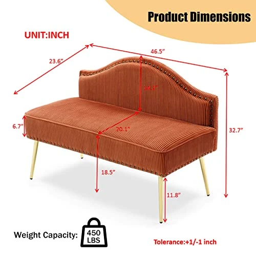 Homtique Velvet Loveseat & Accent Chair 3 Piece Set, Modern Upholstered Living Room Furniture Set, Armless Loveseat Settee With Gold Metal Legs, For Small Space, Bedroom, Apartment, Orange 2 Homtique Velvet Loveseat & Accent Chair 3 Piece Set, Modern Upholstered Living Room Furniture Set, Armless Loveseat Settee With Gold Metal Legs, For Small Space, Bedroom, Apartment, Orange - Image 2