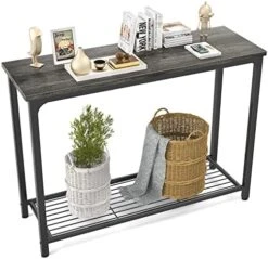 Ecoprsio Console Table Sofa Table With Mesh Shelves, 2 Tier Entryway Table Foyer Table For Entryway, Front Hall, Hallway, Sofa, Couch, Living Room, Coffee Bar, Kitchen, Grey -Safavieh Furnitue Shop 510Her2UKL. AC