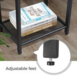 VASAGLE INDESTIC Side Table, End Table, Telephone Table With Mesh Shelf, High And Narrow, Hallway, Living Room, Metal, Easy Assembly, Space Saving, Industrial, Rustic Brown And Black ULET76BX -Safavieh Furnitue Shop 510qkuyYgKL