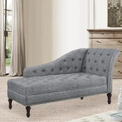 Rosevera Deedee Linen Upholstered Chaise Lounge Chair With Nailhead Trim For Living Room And Bedroom, Standard, Royal Navy -Safavieh Furnitue Shop 510velw6l0L. AC