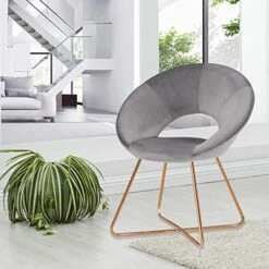 Duhome Modern Accent Velvet Chairs Dining Chairs Single Sofa Comfy Upholstered Arm Chair Living Room Furniture Mid-Century Leisure Lounge Chairs With Golden Metal Frame Legs Set Of 2 Grey -Safavieh Furnitue Shop 5112rtnRUzL