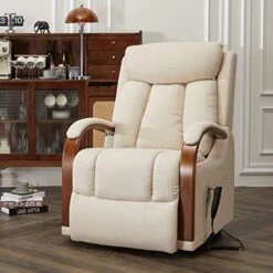 DYNOX Small Lift Chair Recliners With Massage And Heat, Dual Motor Power Lift Sofa With Infinite Adjust For Back And Footrest (Fabirc-Beige) -Safavieh Furnitue Shop 511ebtBnl L. AC