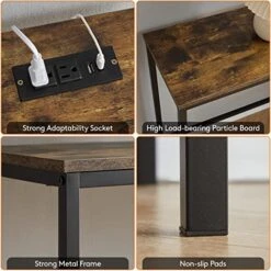 Lifewit 39.4” Console Entryway Table With 2 Power Outlets And 2 USB Ports,Industrial Narrow Sofa Table For Hallway, Living Room,Bedroom,Kitchen, Metal Frame, Rustic Brown, Easy Assembly -Safavieh Furnitue Shop 511sS2URCyL