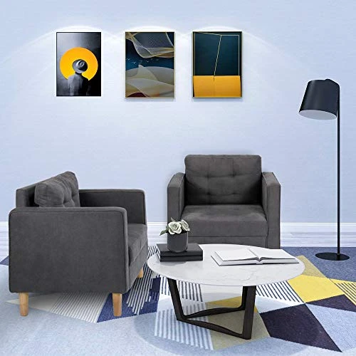 STHOUYN Mid Century Modern Upholstered Fabric Accent Chair With Arms Set Of 2 Armchair Comfy Reading Chair For Living Room Studio Office Couch, Single Sofa Set Bedroom Grey 1 STHOUYN Mid Century Modern Upholstered Fabric Accent Chair With Arms Set Of 2 Armchair Comfy Reading Chair For Living Room Studio Office Couch, Single Sofa Set Bedroom Grey