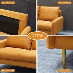 INSTORY Velvet Sofa Set Modern Sofa & Loveseat Set 2 Piece Tufted Couch Set With Metal Legs For Living Room, Office, Bedroom - Ginger -Safavieh Furnitue Shop 512GAKJFUjL