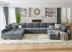 HONBAY Oversized Modular Sofa Couch With Ottoman U Shape Couch With Chaise Sleeper Sofa With Storage Seats, Bluish Grey 25 HONBAY Oversized Modular Sofa Couch With Ottoman U Shape Couch With Chaise Sleeper Sofa With Storage Seats, Bluish Grey -Safavieh Furnitue Shop 512JdHAuqL. AC