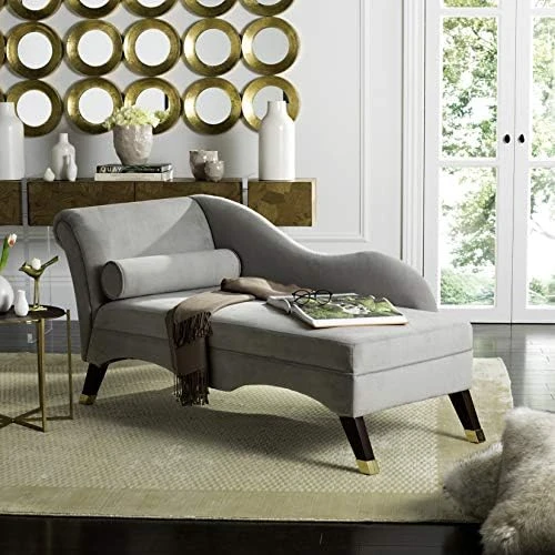 Safavieh Home Caiden Modern Tan Velvet And Espresso Chaise Lounge Chair 5 Safavieh Home Caiden Modern Tan Velvet And Espresso Chaise Lounge Chair - Image 5