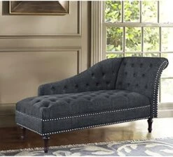 Rosevera Deedee Linen Upholstered Chaise Lounge Chair With Nailhead Trim For Living Room And Bedroom, Standard, Royal Navy -Safavieh Furnitue Shop 512XymiZwKL. AC