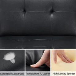 Topeakmart Faux Leather Chaise Lounges Convertible Chaise Futon Adjustable Chaise Sleeper 3 Positions For Sitting Lounging Sleeping 13 Topeakmart Faux Leather Chaise Lounges Convertible Chaise Futon Adjustable Chaise Sleeper 3 Positions For Sitting Lounging Sleeping -Safavieh Furnitue Shop 512gXWN2kML