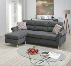 Poundex 2 Piece Reversible Sectional, Slate 8 Poundex 2 Piece Reversible Sectional, Slate -Safavieh Furnitue Shop 512wOFDI5wL. AC