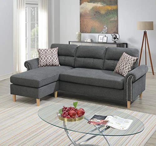 Poundex 2 Piece Reversible Sectional, Slate 1 Poundex 2 Piece Reversible Sectional, Slate