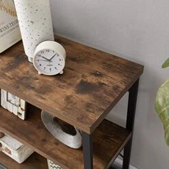 LIFUSTTG Industrial Console Table, Rustic Sofa Table For Living Room, Entry/Hallway Table With 3-Tier Open Storage Shelves, Rustic Brown 47 Inch -Safavieh Furnitue Shop 513aKthequS