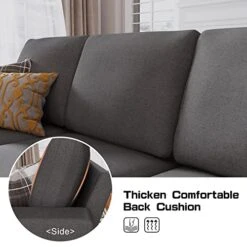 HONBAY Reversible Sectional Couch With Ottoman L-Shaped Sofa For Small Spaces Sectional Sofa With Chaise In Dark Grey