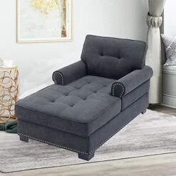 Chaise Lounge Indoor Modern Upholstered Tufted Chaise Lounge Chair 59" Velvet Chaise Lounge Recliner Lounge Chair For Living Room Bedroom Office -Safavieh Furnitue Shop 513ofznsxfL