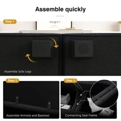 HONBAY Modular Sectional Sofa Set Oversized U Shaped Couch With Storage Ottoman Convertible Sleeper Sectional Sofa Velvet Modular Couch With Wide Chaise, Black -Safavieh Furnitue Shop 513quy8LXuL