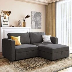 HONBAY Oversized Modular Sectional Sofa With Storage Seat Reversible L Shaped Modular Sectional Sofa With Deep Seat & Wide Chaise, Dark Grey -Safavieh Furnitue Shop 513xulDX71L. AC