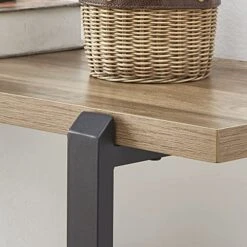 FOLUBAN Industrial Console Sofa Table, Rustic Entryway/Hallway Table With 3-Tier Open Shelf For Living Room, Oak -Safavieh Furnitue Shop 514AjBZheRL