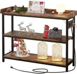 IRONCK Console Table, Sofa Table With Power Outlet, 43" Farmhouse Hallway Table For Entryway, Living Room, Height Adjustable, Easy Assembly, Rustic Brown 6 IRONCK Console Table, Sofa Table With Power Outlet, 43" Farmhouse Hallway Table For Entryway, Living Room, Height Adjustable, Easy Assembly, Rustic Brown -Safavieh Furnitue Shop 514IQ5wGmaL. AC