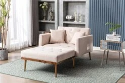 PHOYAL Velvet Chaise Lounges, Modern Tufted 2 In 1 Chaise Lounge Chair Indoor, Upholstered Sofa Recliner Lounge Chair With 3 Adjustable Angles,Convertible Sleeper Chair For Living Room Bedroom(Orange) -Safavieh Furnitue Shop 514Oag429gL. AC