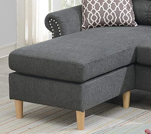 Poundex 2 Piece Reversible Sectional, Slate 3 Poundex 2 Piece Reversible Sectional, Slate - Image 3